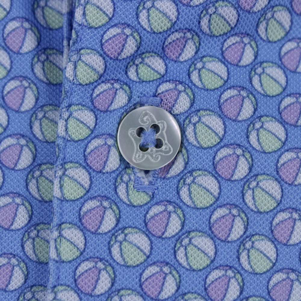 Turtleson Slater Men's Golf Performance Polo Shirt Blue Beach Balls Print Size L - Picture 3 of 7